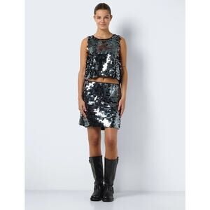 Noisy May NWT NMMILLE HW Sequin Skirt And Top Set Size XL Black & Silver Glam